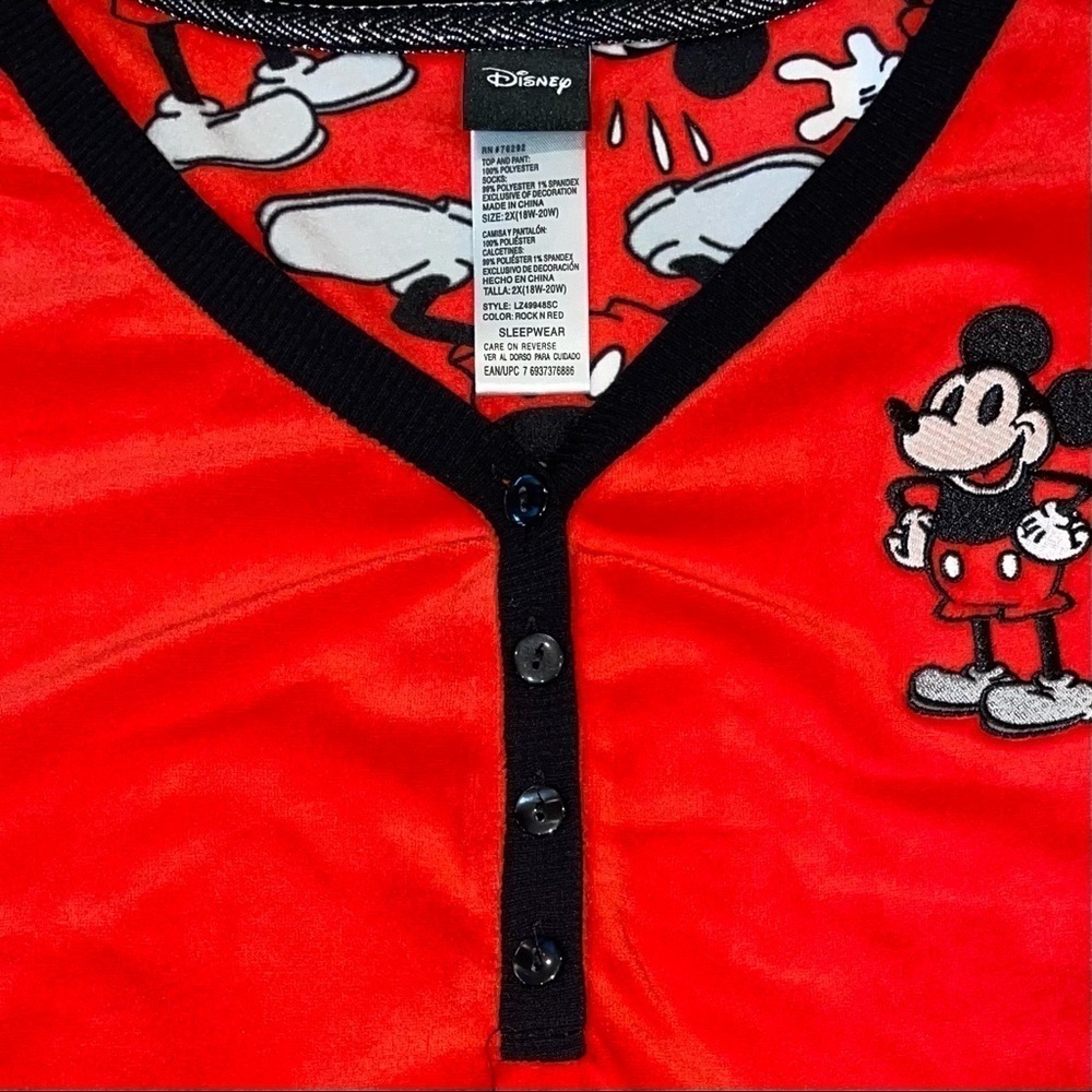 NWT Disney Mickey Mouse Velour Pajama Top Size 2X - Picture 4 of 4